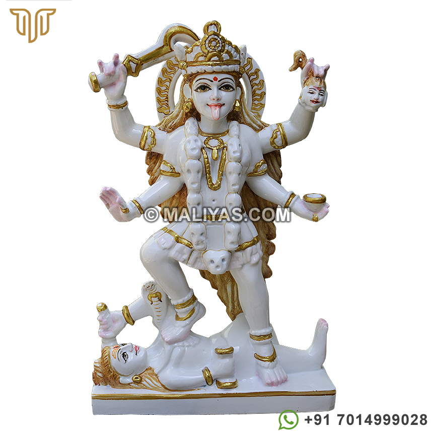 Beautiful white marble kali hindu goddess statue