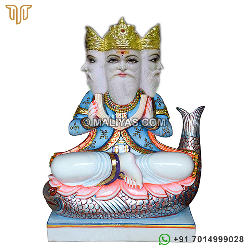 Marble jhulelal Statue with 3 faces