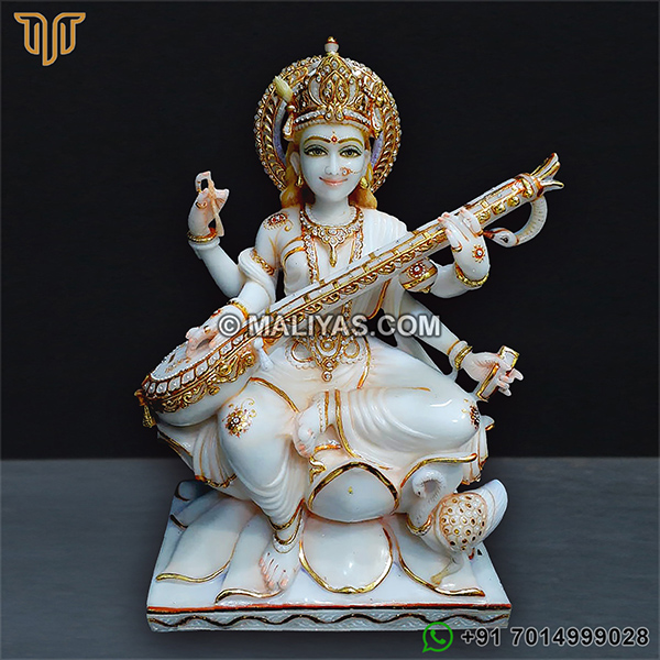 Artificial Marble Saraswati Maa Statue