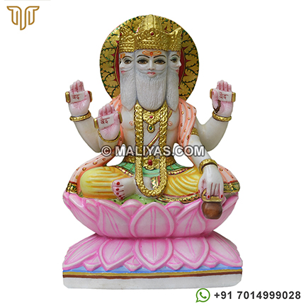 Beautiful Coloured Marble Brahma Statue