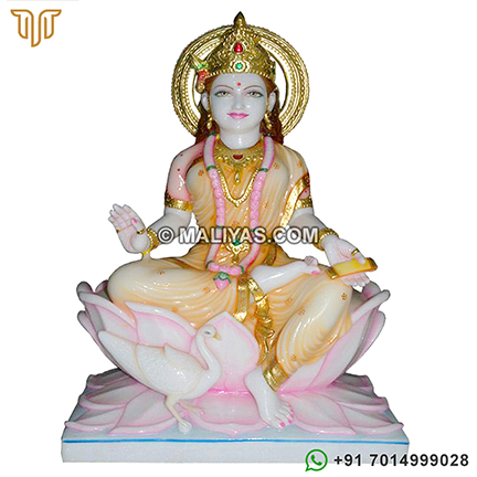 Beautiful Gayatri Statue Seated on lotus flower