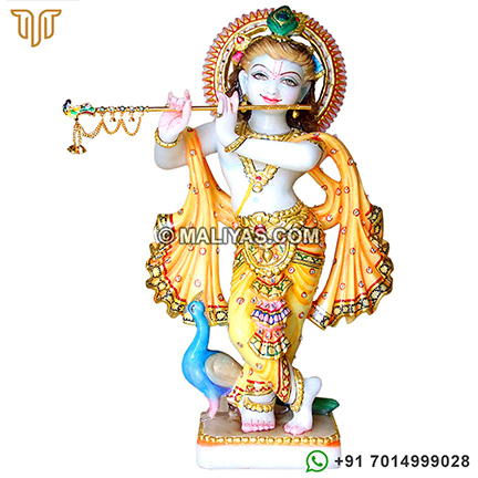 Beautiful Krishna Statue from White Marble
