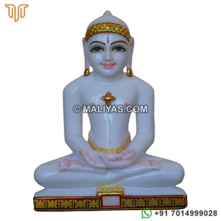 Beautiful Marble Mahavir Swami Statue