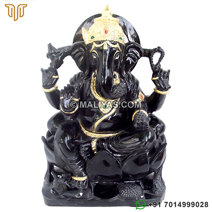 Black Marble Ganesha Statue