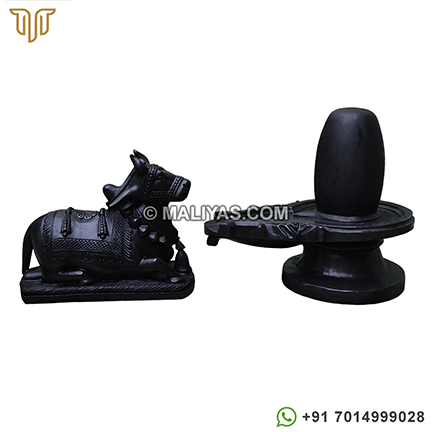Black Marble Nandi and Shivling Statue