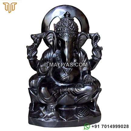 Black stone ganesh idol