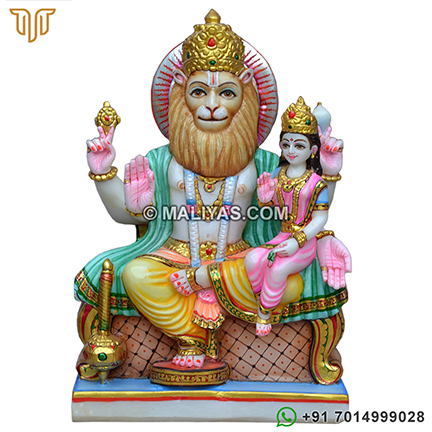 Exclusively Designed Marble Narsingh Bhagwan with Laxmi