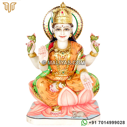 Exquisite Goddess Laxmi Statue in Marble