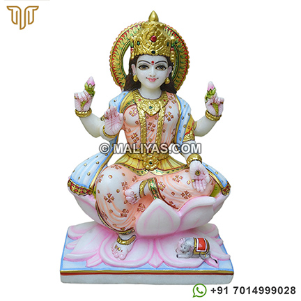 Exquisite Goddess Laxmi Statue in Marble