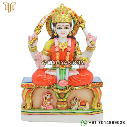 Exquisite Goddess Santoshi Mata Statue in Marble