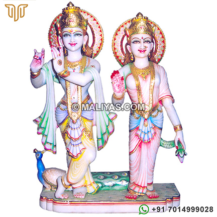 Exquisite Radha Krishna Statue from marble
