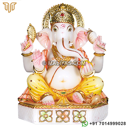Hand carved Ganesha in makrana marble
