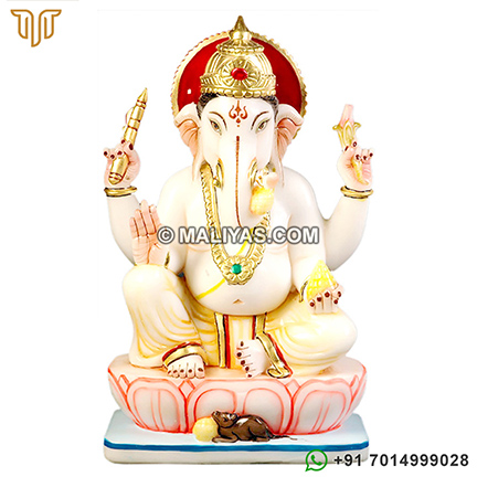 Indian God Ganpati Statue made of marble stone