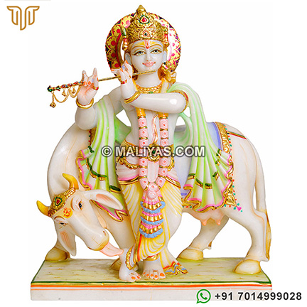 Krishna with cow murti