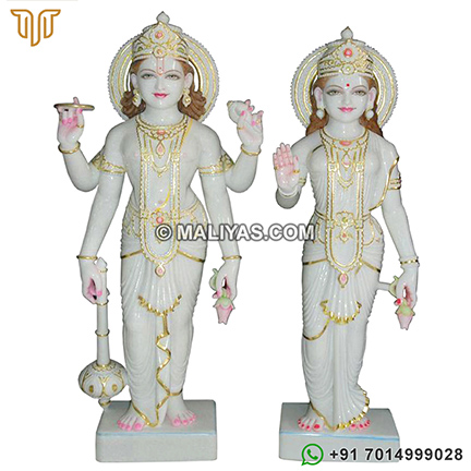 Laxmi Narayan Statue from White Marble