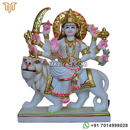 Marble Durga Mata Sitting on Tiger