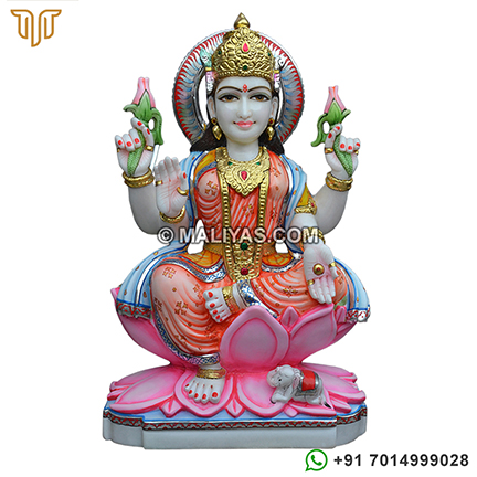 Marble Lakshmi Statue Carved out in Marble