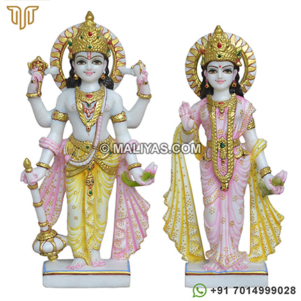 Marble Lakshmi Vishnu Sculpture