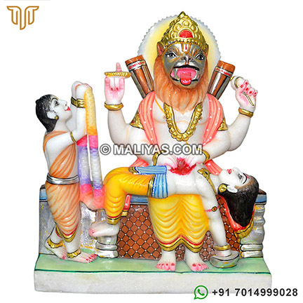 Marble Narsingh Statue with Bhakt Prahlad