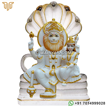 Marble Narsingh and Laxmi Statue