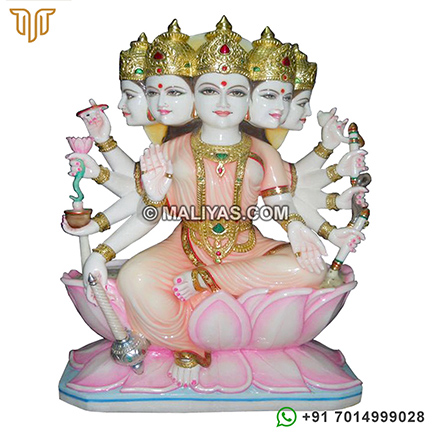 Marble Panchmukhi Gayatri Mata Statue