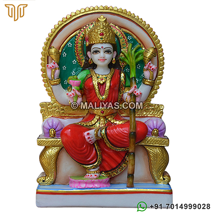 Marble Raj rajeshwari mata statue sitting on singhasan