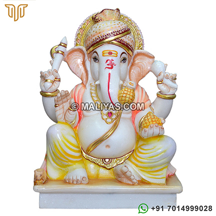 Marble Turban Ganesh Statue