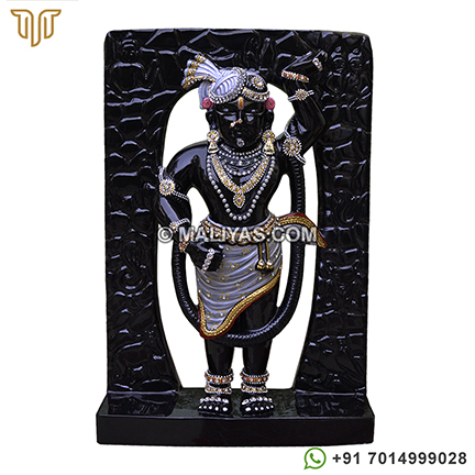 Masterpiece of Black Marble Lord Shrinathji Statue