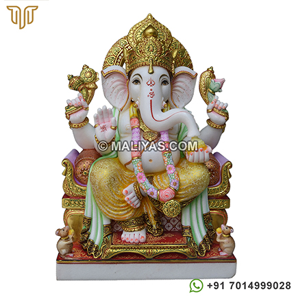 Masterpiece of Lord Ganesha Seated on Singhasan