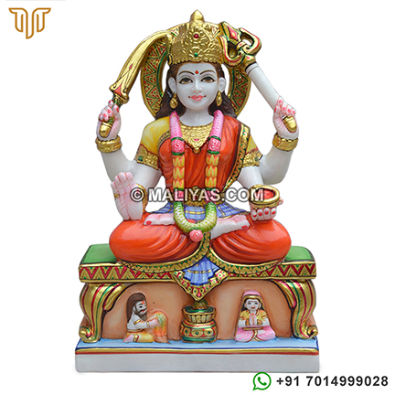 Multicolor Goddess Santoshi Mata Statue in Marble