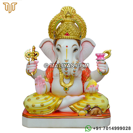 Multicolor Jaipur Ganpati Marble Statue