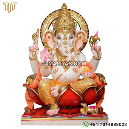 Multicolor Jaipur Marble ganesh moorti