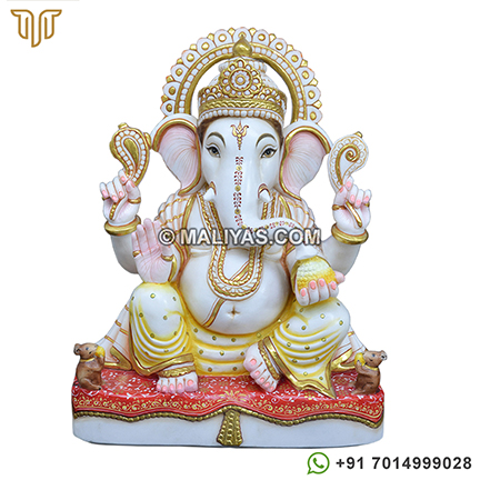 Multicolor Jaipur Marble ganesh moorti
