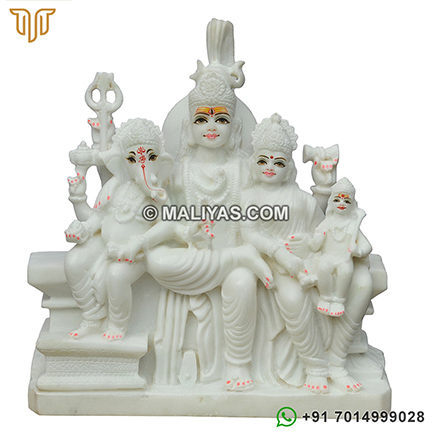 Pure White Makrana Marble Shiva Parvati privar Statue