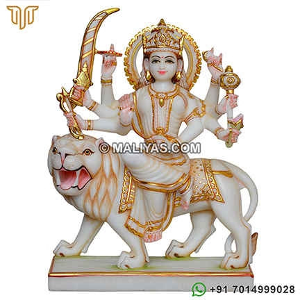 Pure White Marble Durga Murti