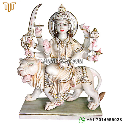 Pure White Marble Durga Murti