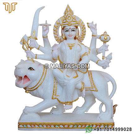 Pure White Marble Durga Murti