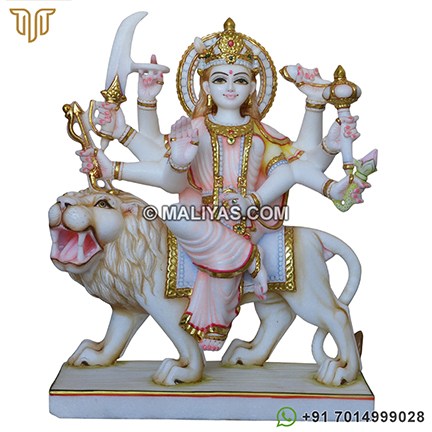 Pure White Marble Durga Murti