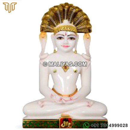 Pure White Marble Parasnath Sculpture