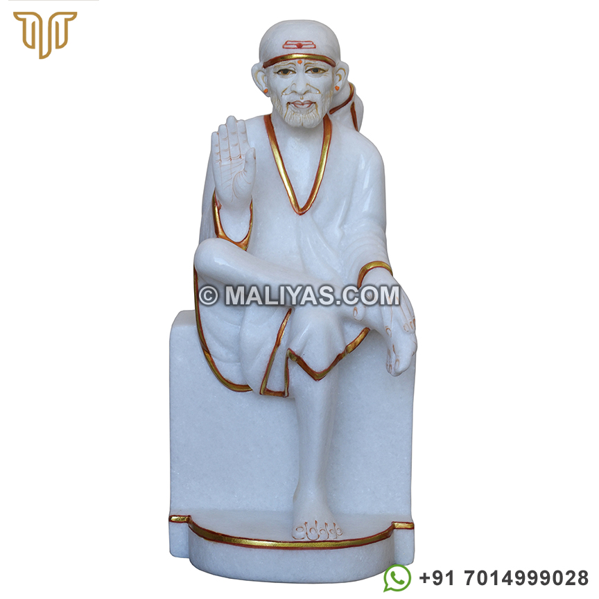 Pure White marble Hindu Sai Baba Statues