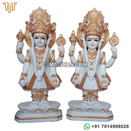 Pure White marble Nar Narayan Statue