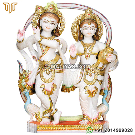 Radha Krishna Deity carved in marble stone