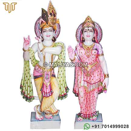 Radha Krishna Statue carved in marble stone