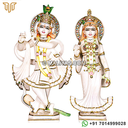 Radha Krishna Statue from Spotless White Marble