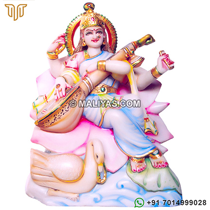 Saraswati Murti from makrana marble statue