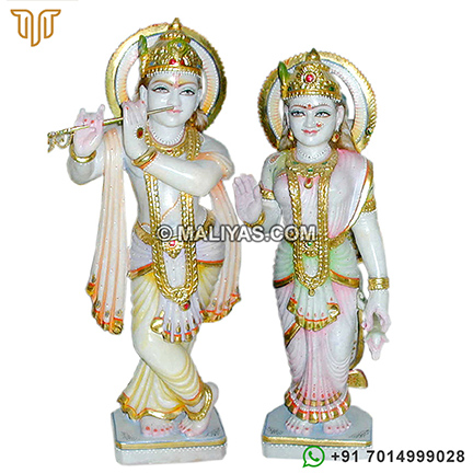 Standing Colored Marble Radha krishna statue