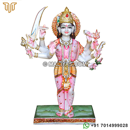 Standing Durga statue Carved out in Marble