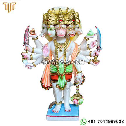 Standing Marble panchmukhi hanuman Statue