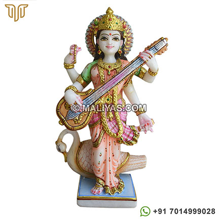 Standing Saraswati ji Hindu marble Statues