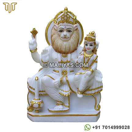 Superior quality Marble Narasimha with Goddess Lakshmi